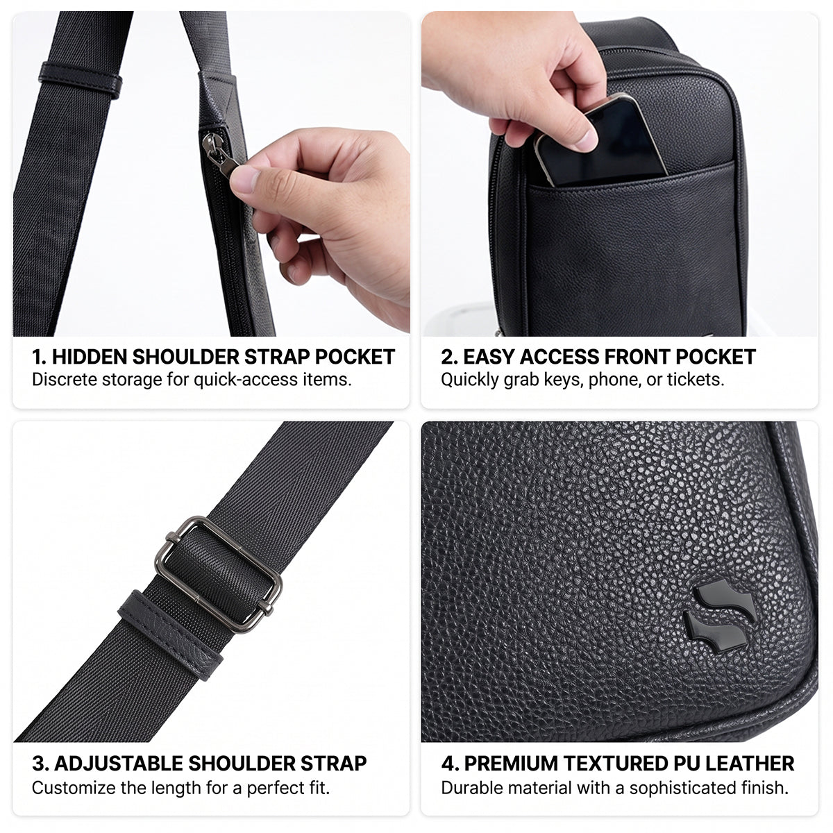 Shigetsu TAKAMATSU Leather Crossbody Bag for Men