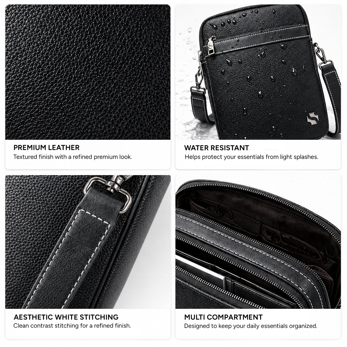 Shigetsu YUZEN Leather Sling Bag for Men