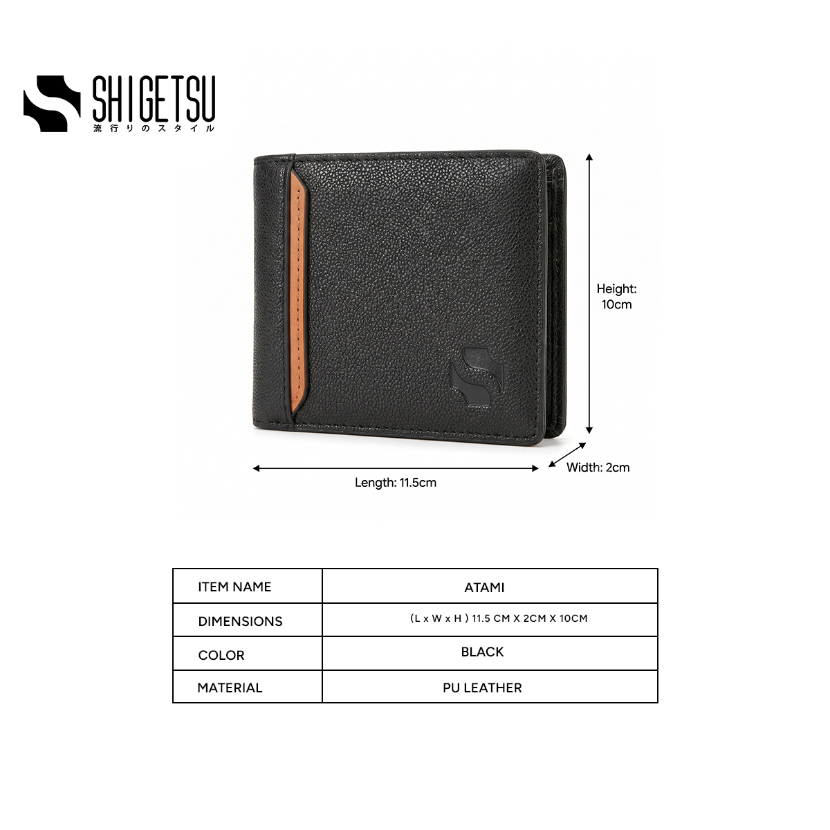 Shigetsu ATAMI Leather Bifold Wallet for Men