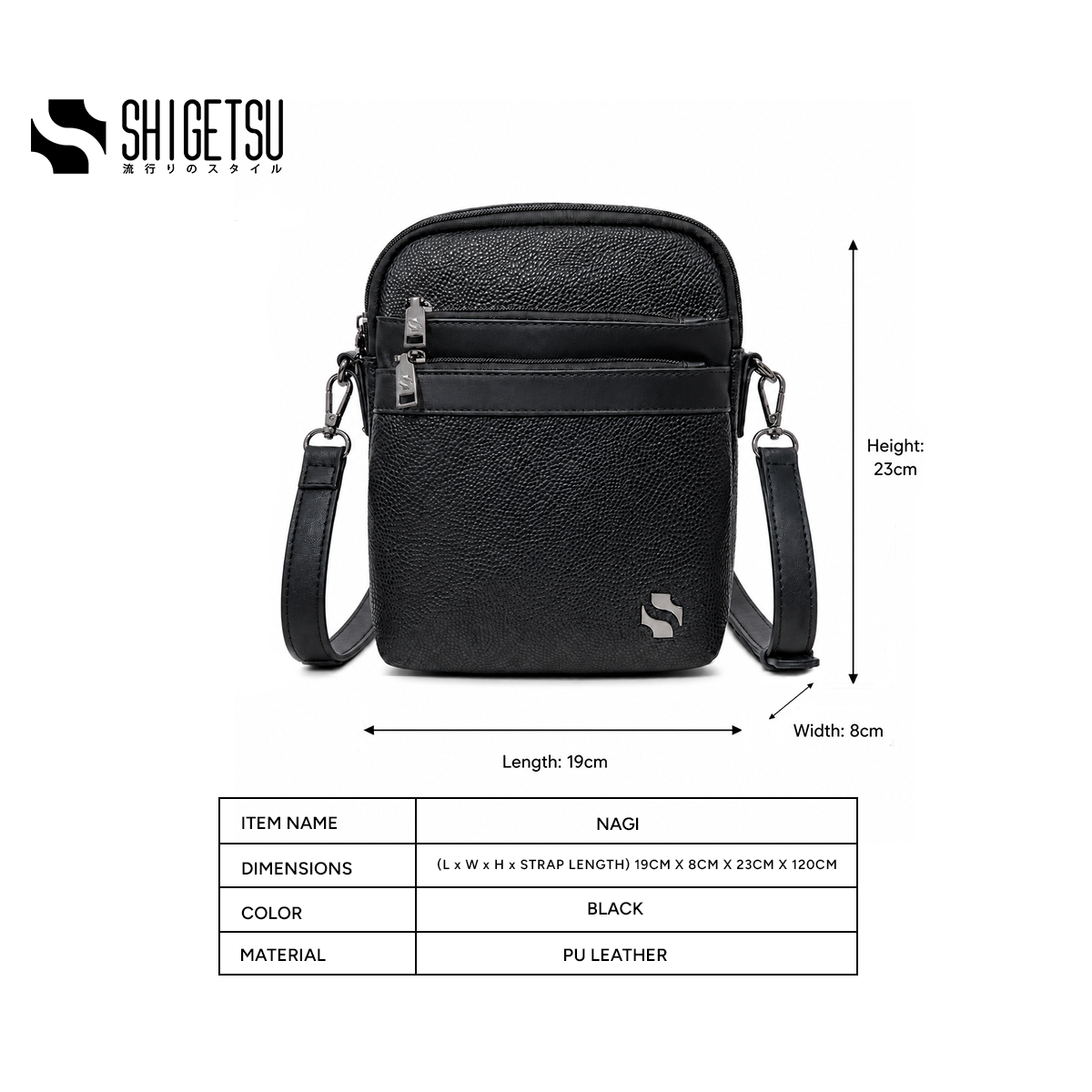 Shigetsu NAGI Leather Sling Bag for Men
