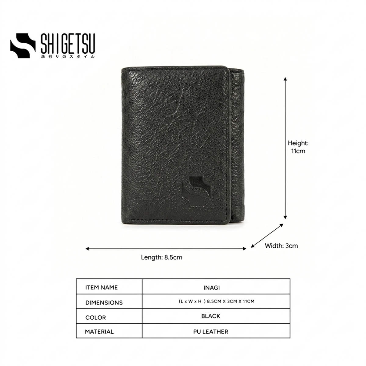 Shigetsu INAGI Leather Trifold Slim Wallet for Men
