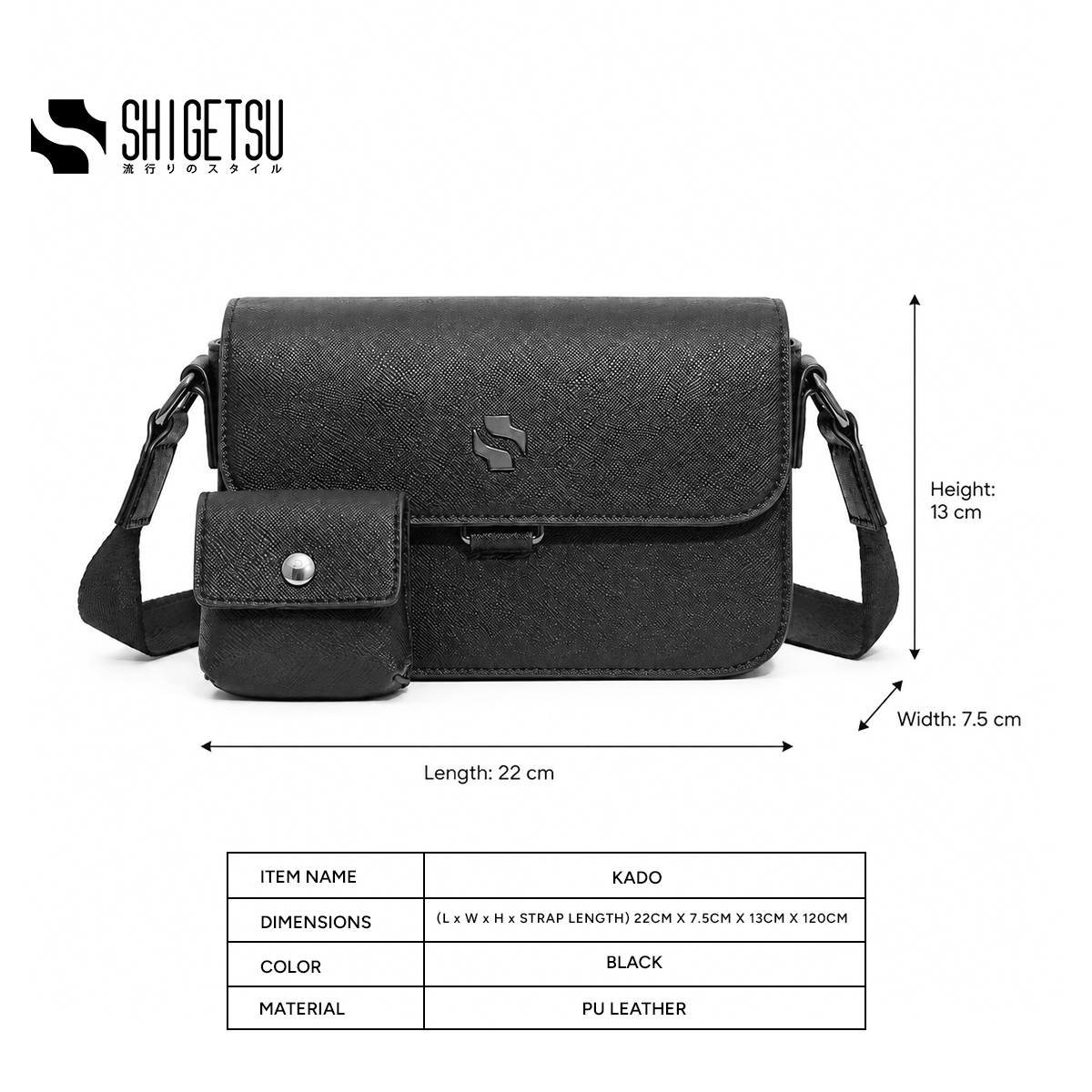 Shigetsu KADO Leather Sling Bag for Men