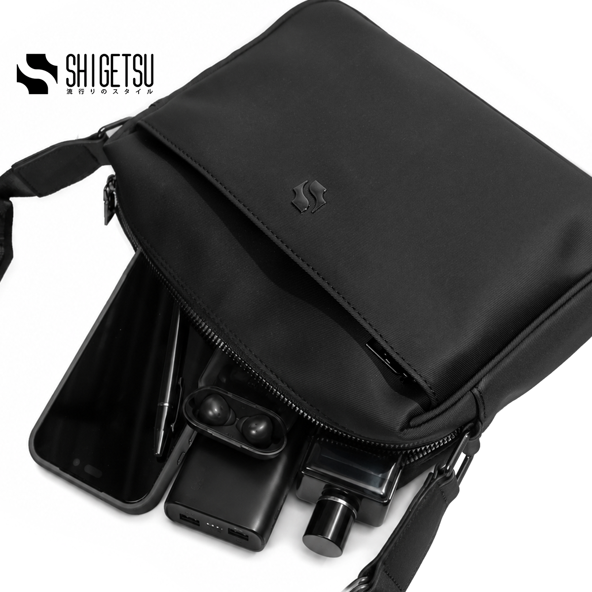 Shigetsu KINOSAKI Leather Sling Bag Crossbody Bag for Men