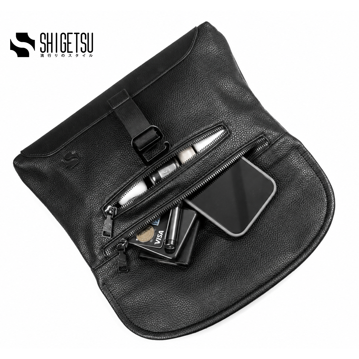 Shigetsu MIYAJIMA Leather Sling Bag Crossbody Bag for Men