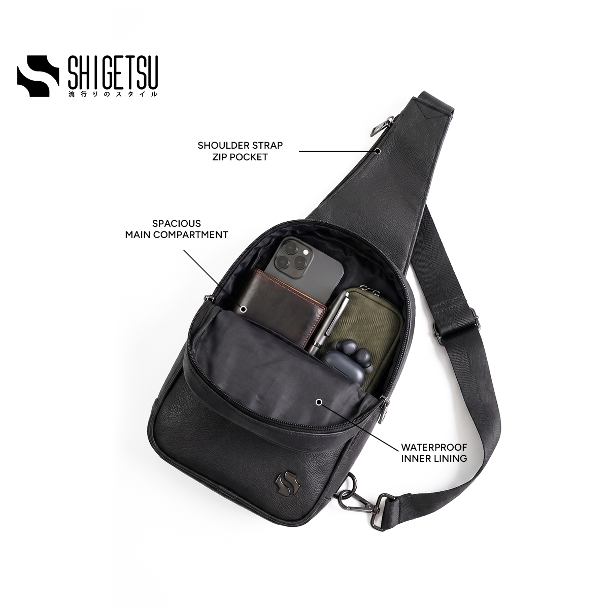 Shigetsu TAKAMATSU Leather Crossbody Bag for Men