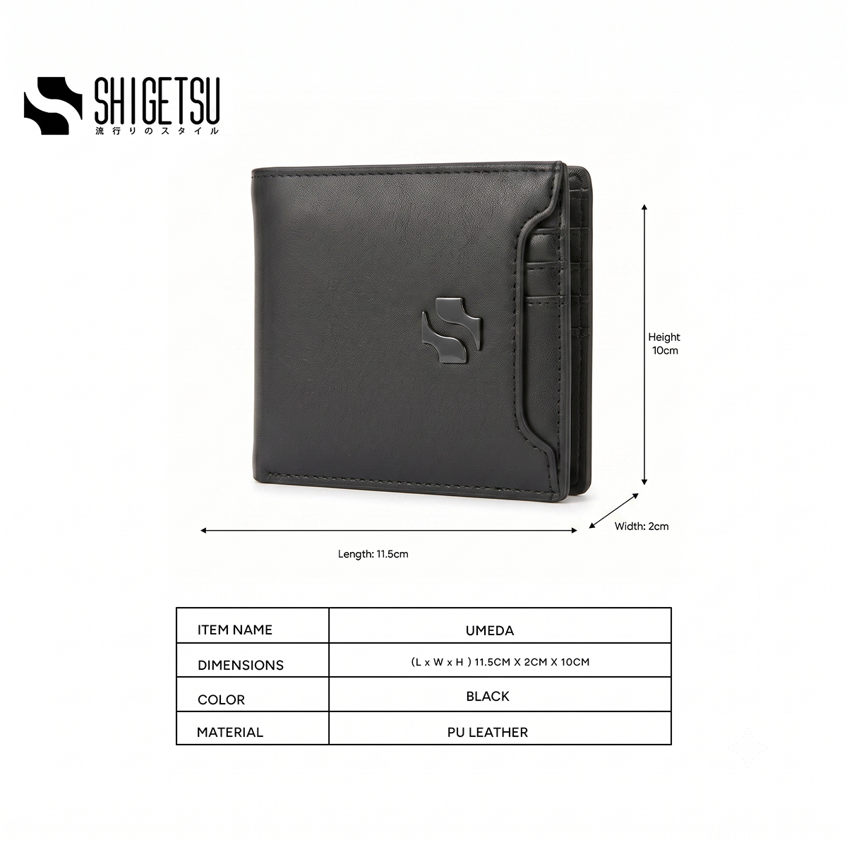 Shigetsu UMEDA Leather Bifold Wallet for Men