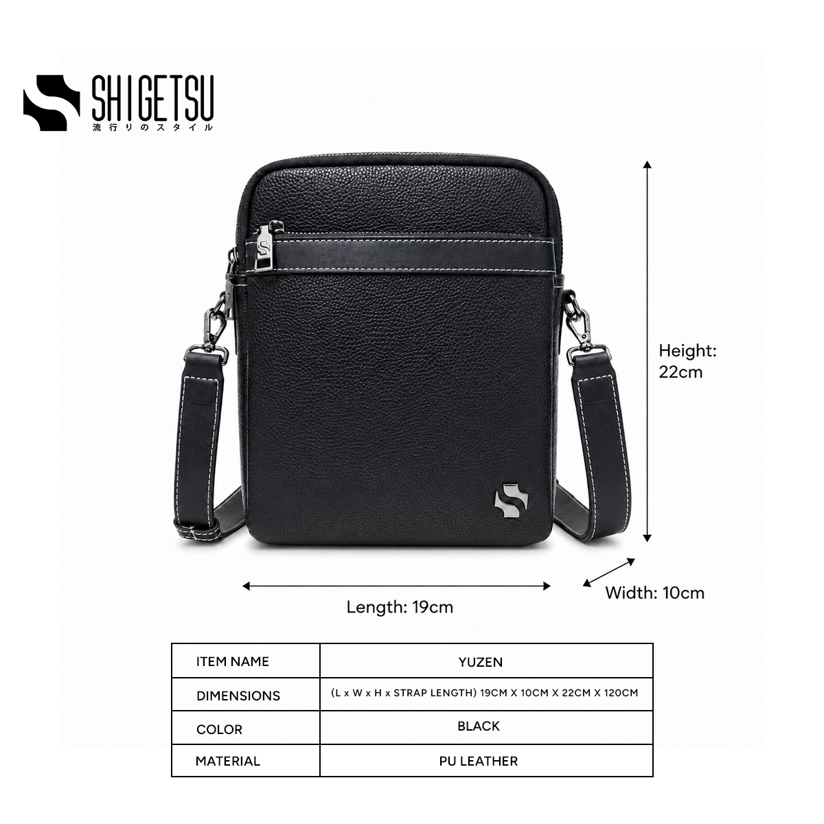 Shigetsu YUZEN Leather Sling Bag for Men