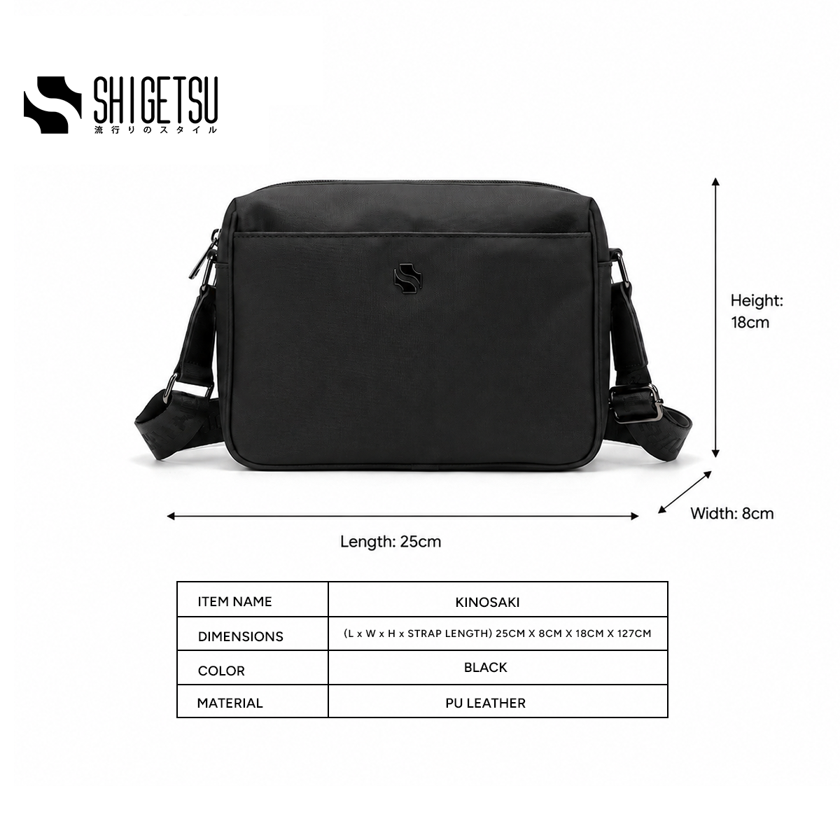 Shigetsu KINOSAKI Leather Sling Bag Crossbody Bag for Men