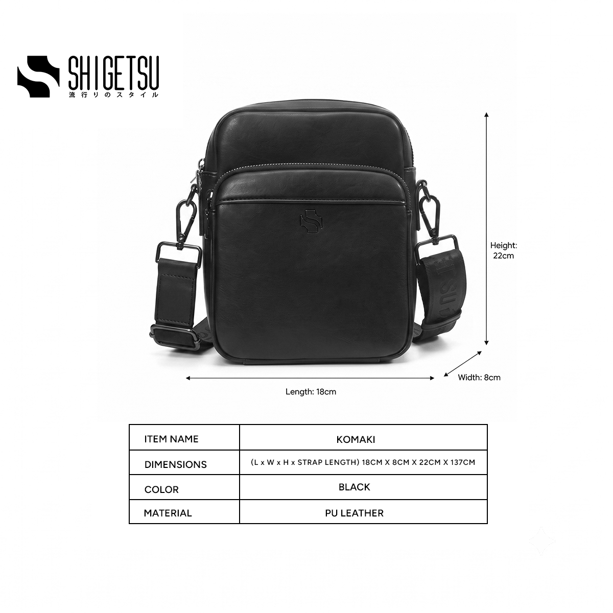 Shigetsu KOMAKI Leather Sling Bag Crossbody Bag for Men