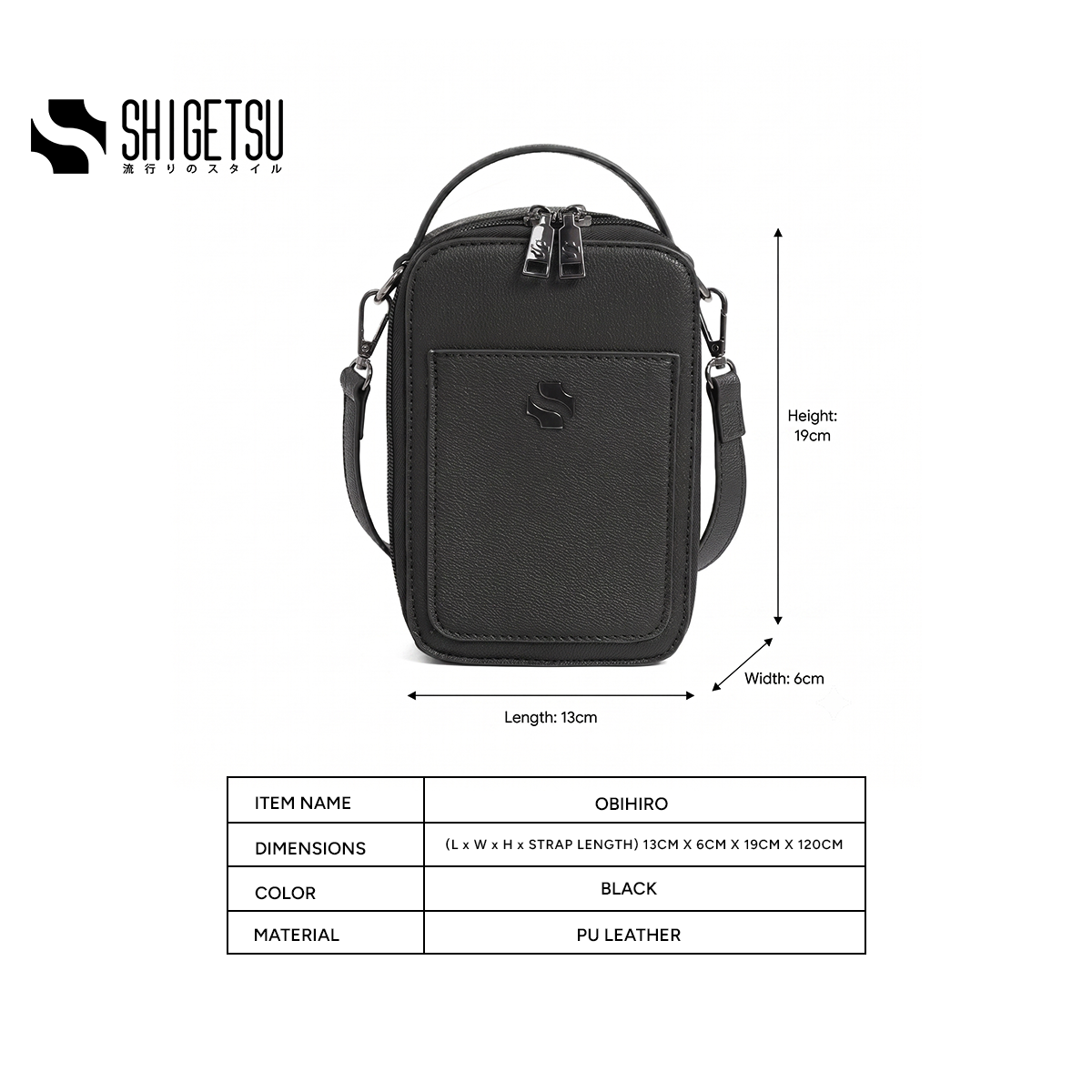 Shigetsu OBIHIRO Leather Sling Bag for Men