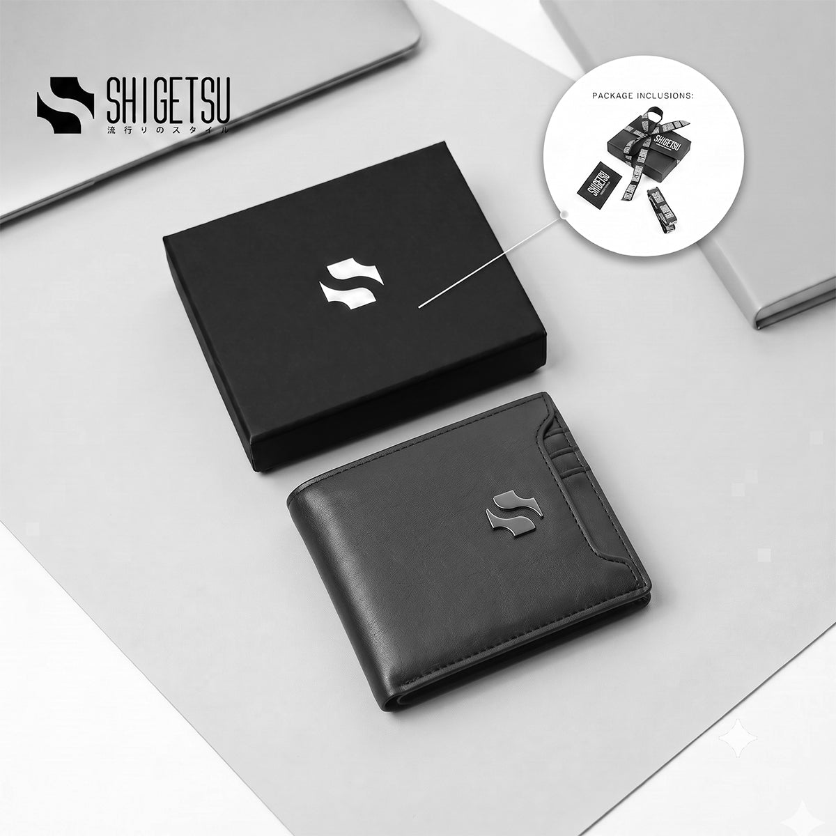 Shigetsu UMEDA Leather Bifold Wallet for Men