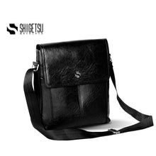Load image into Gallery viewer, GERO plain black leather men sling bag