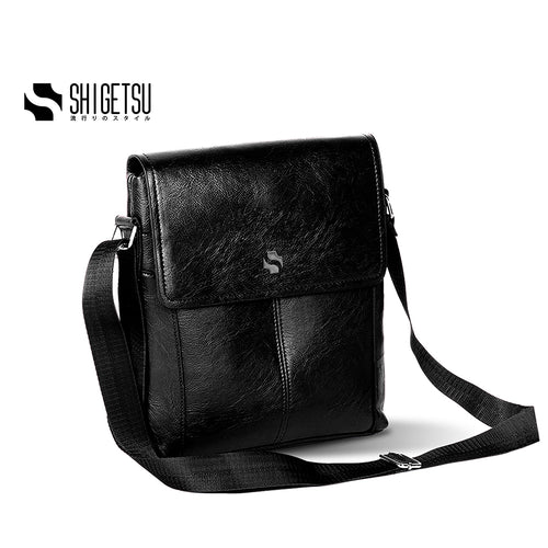 GERO plain black leather men sling bag