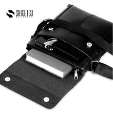 Load image into Gallery viewer, GERO plain black leather men sling bag