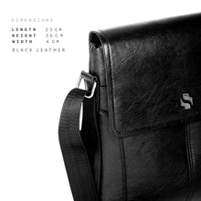 Load image into Gallery viewer, GERO plain black leather men sling bag