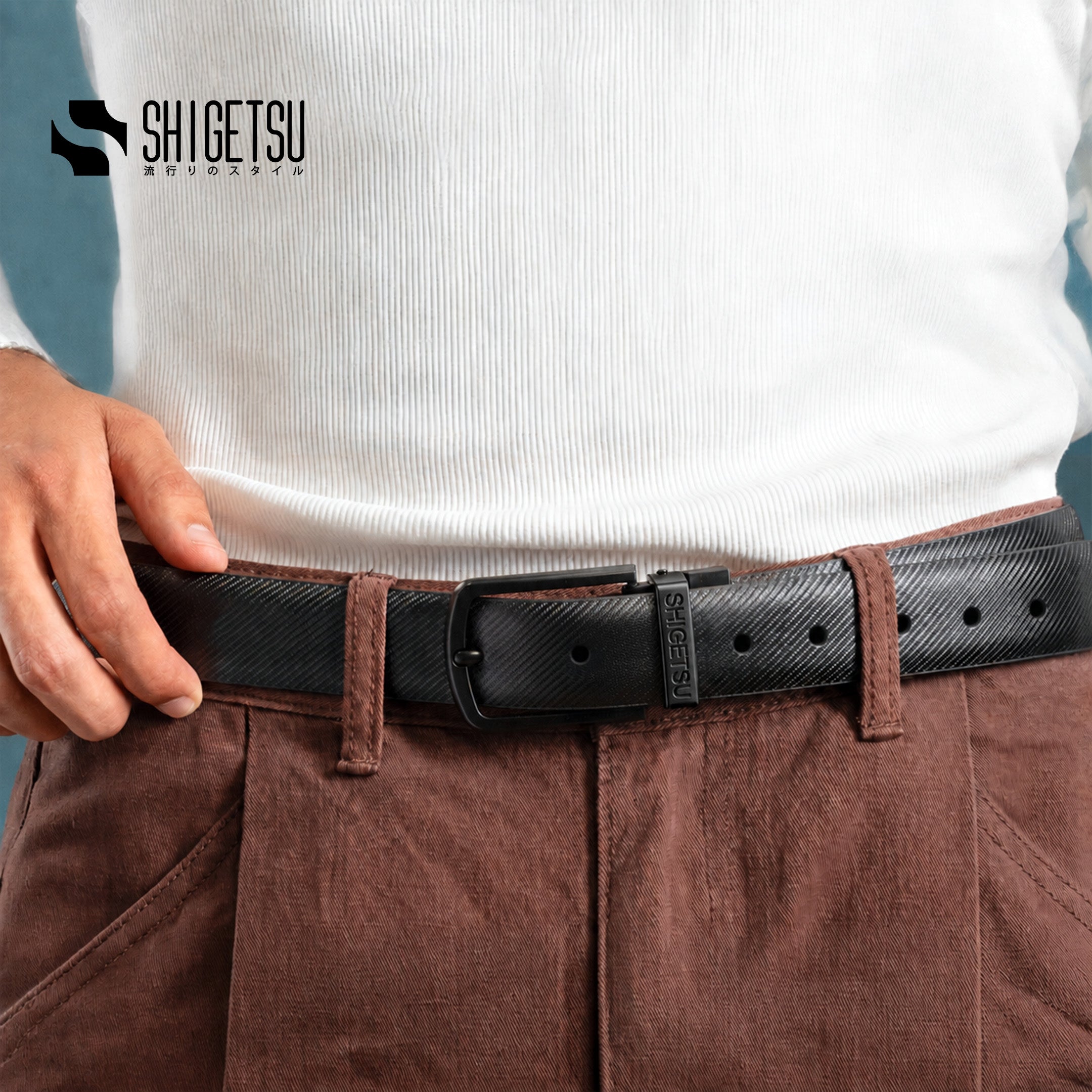 Shigetsu TAMANO Reversible Leather Belt for Men