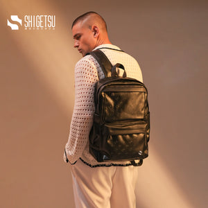 Shigetsu EBINO Debossed Monogram Leather Bag for School for men