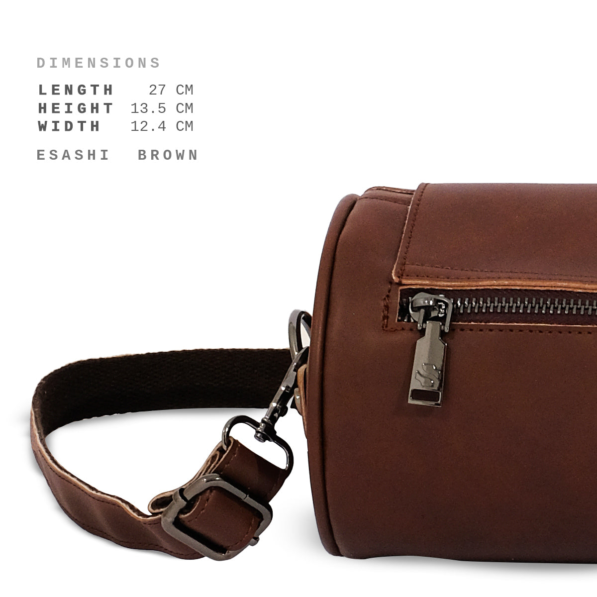 Shigetsu ESASHI Brown Leather barrel bag slingbag for men Bag