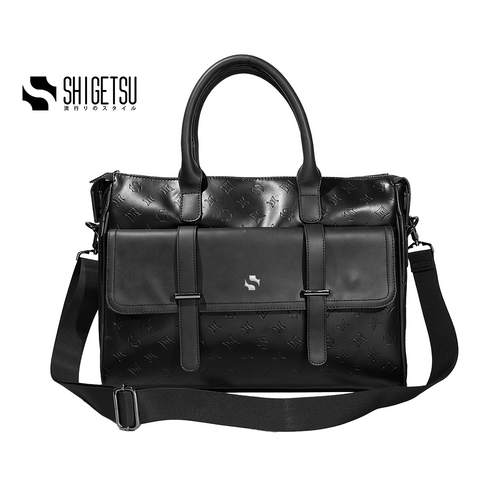 Shigetsu FUJISAWA Debossed Monogram Bag Leather Sling Bag for School for Men