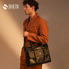 Load image into Gallery viewer, Shigetsu FUJISAWA Debossed Monogram Bag Leather Sling Bag for School for Men