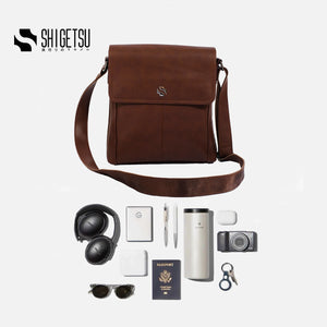 Shigetsu GERO Brown Leather sling bag for men Bag