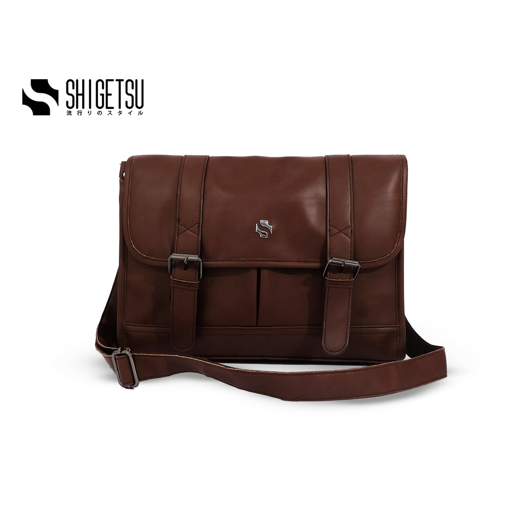 Shigetsu GOJO Brown Leather office bag sling bag for Men