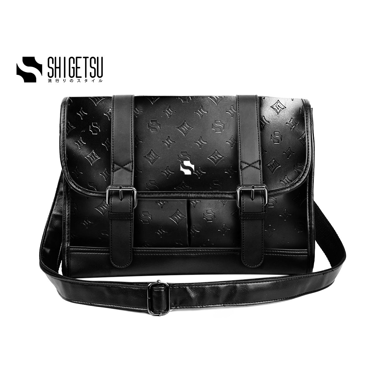 Shigetsu GOJO Debossed Monogram Bag Leather Sling Bag for School Crossbody bag for Men