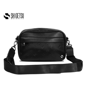 Shigetsu HINO Debossed Monogram Bag Leather Sling Bag for men