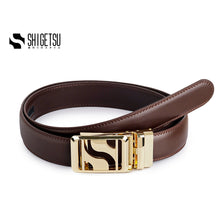 Load image into Gallery viewer, Signature Monogram HIRATSUKA Plain Brown Gold Belt for Men
