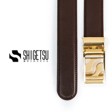Load image into Gallery viewer, Signature Monogram HIRATSUKA Plain Brown Gold Belt for Men