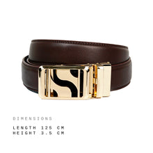 Load image into Gallery viewer, Signature Monogram HIRATSUKA Plain Brown Gold Belt for Men