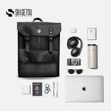 Load image into Gallery viewer, Shigetsu HOKKAIDO Debossed Monogram Bag for School Leather Backpack for men