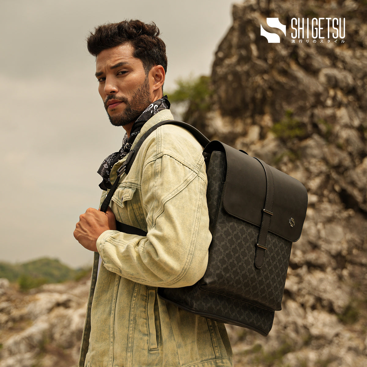 Signature HYUGA Monogram Backpack for School Men