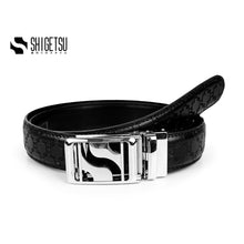 Load image into Gallery viewer, Signature Monogram HIRATSUKA Debossed Black Silver Belt for Men