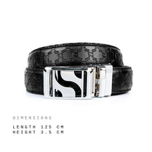 Load image into Gallery viewer, Signature Monogram HIRATSUKA Debossed Black Silver Belt for Men