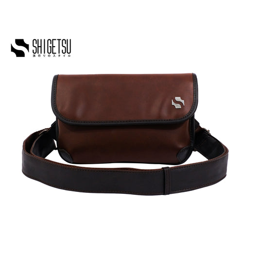 Shigetsu KASEDA Brown Leather sling Bag  for men