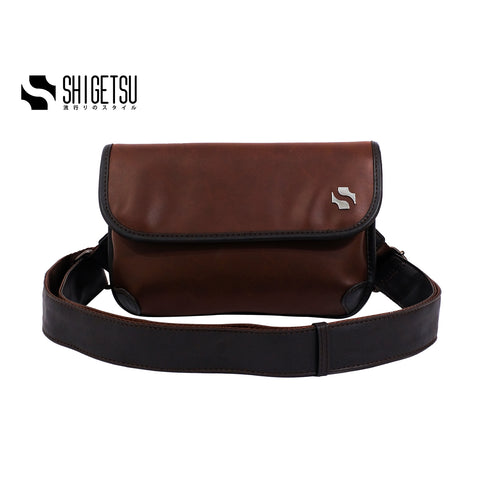 Shigetsu KASEDA Brown Leather sling Bag  for men