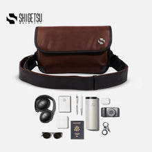 Load image into Gallery viewer, Shigetsu KASEDA Brown Leather sling Bag  for men
