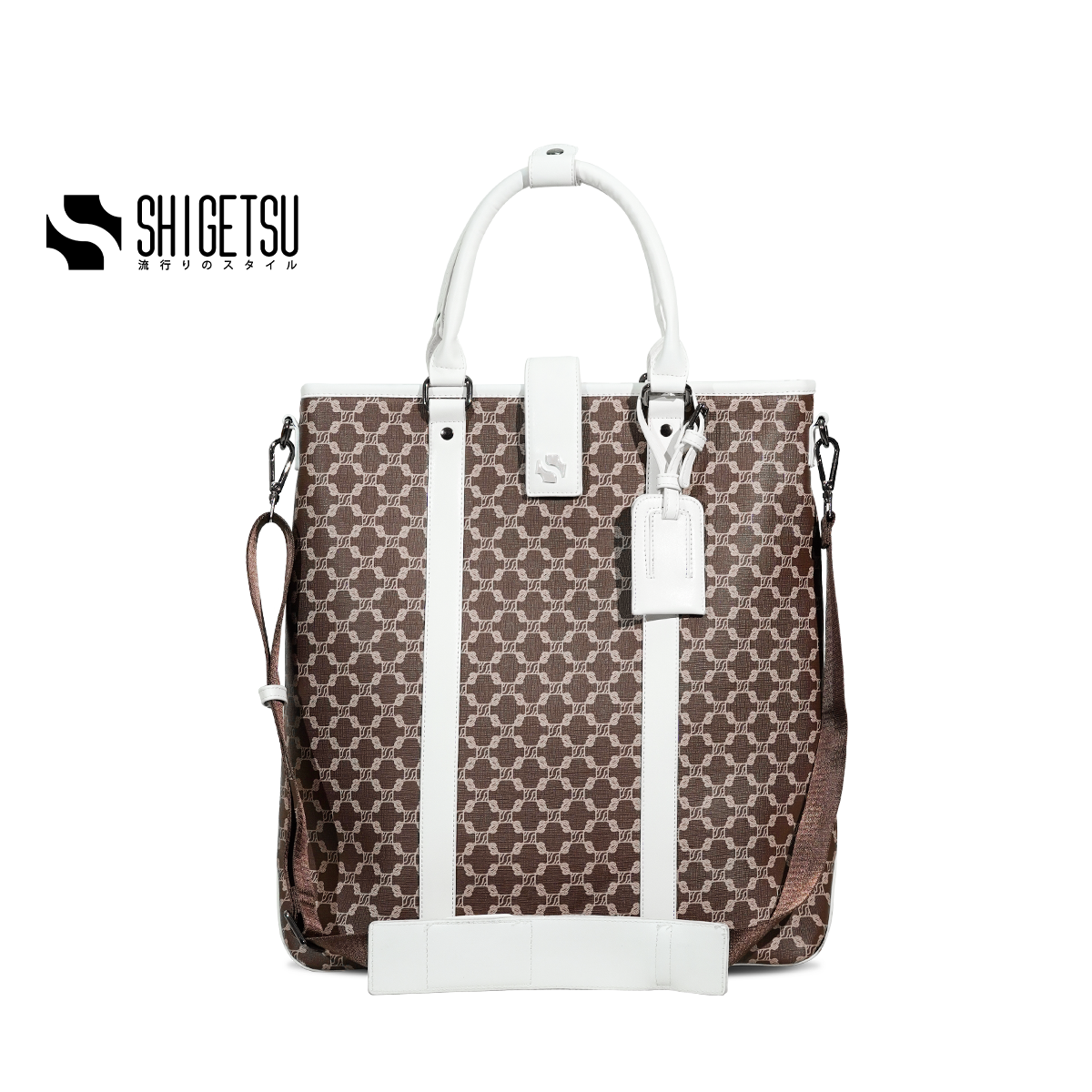 Shigetsu Signature KAWANISHI Monogram Leather Tote Bag for School