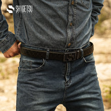 Load image into Gallery viewer, Signature Monogram HIRATSUKA Debossed Black Grey Belt for Men