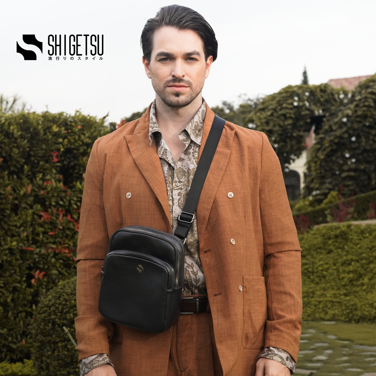 Shigetsu NAOSHIMA Leather Sling Bag For Men