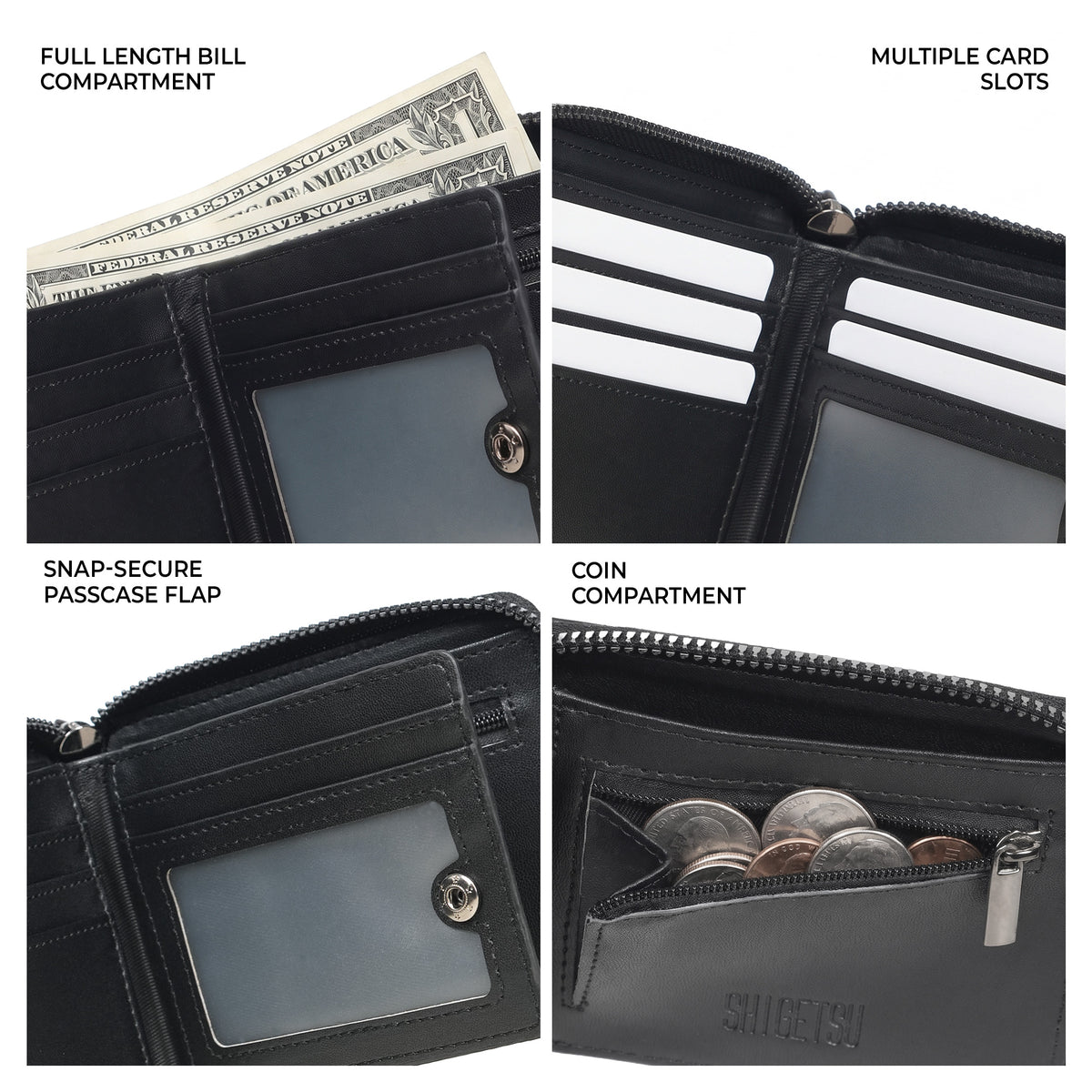 Shigetsu SAIJO Leather Bifold Wallet for Men