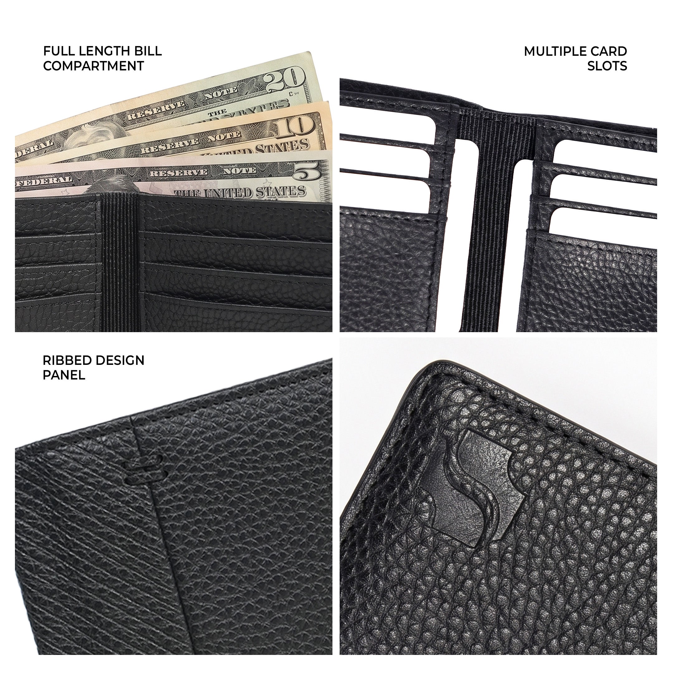 Shigetsu SAWARA Leather Bifold Wallet for Men