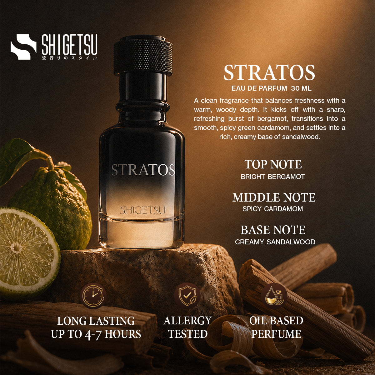 Shigetsu STRATOS 30ml Oil Based Perfume for Men