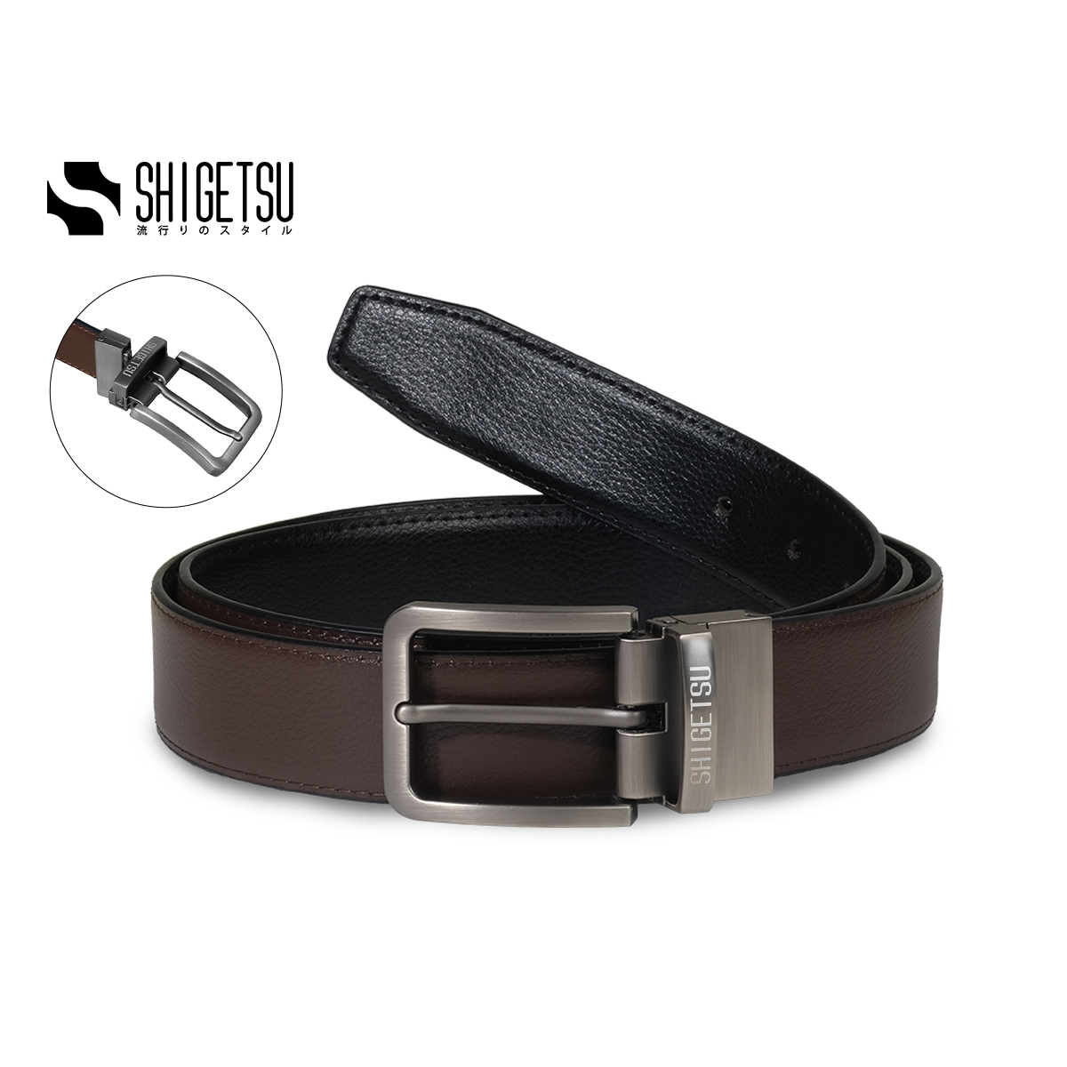 Shigetsu TENRI Reversible Leather  Belt for Men