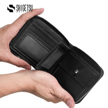 Load image into Gallery viewer, Shigetsu Signature YUBARI Monogram Leather Folding Wallet with Attached Flip Pocket for Men