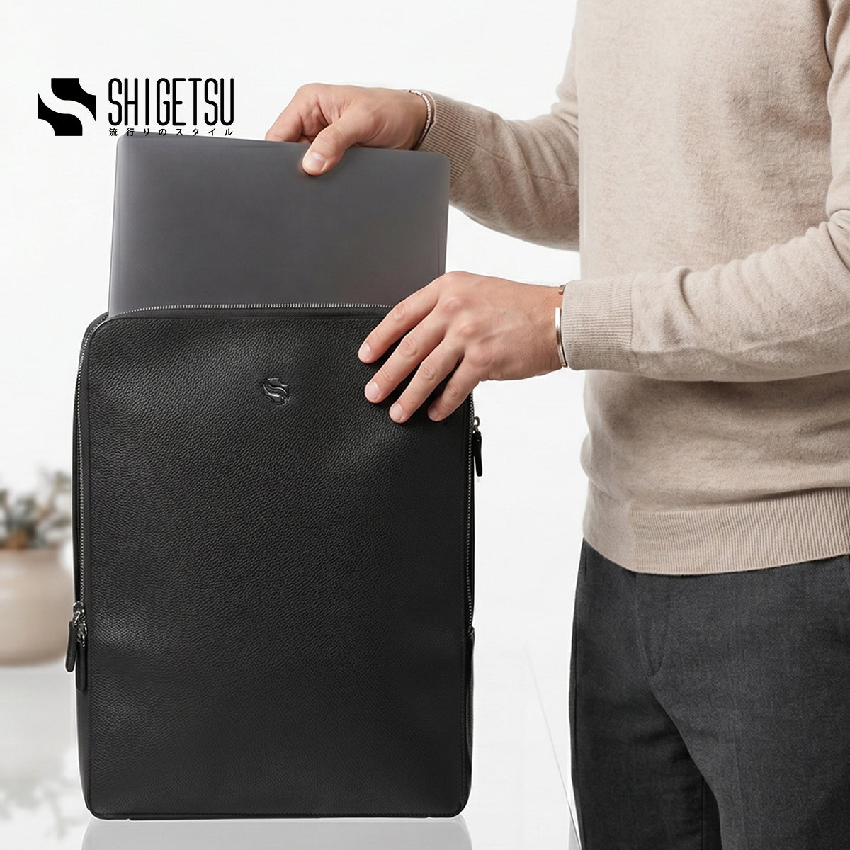 Shigetsu SHINKA Leather Backpack for Men