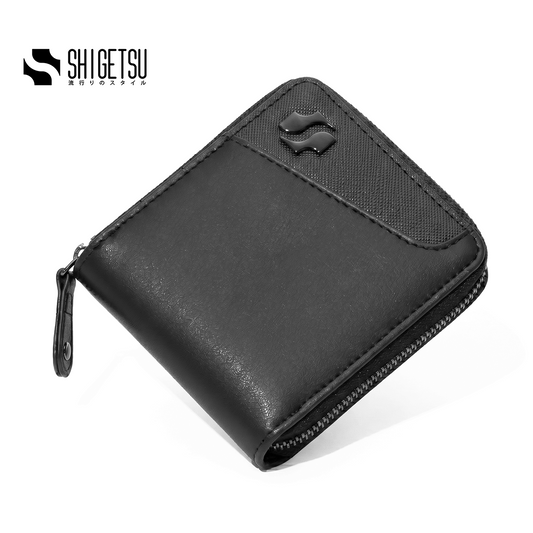 Shigetsu TSUKI Leather Folding Wallet with Attached Flip Pocket for Men