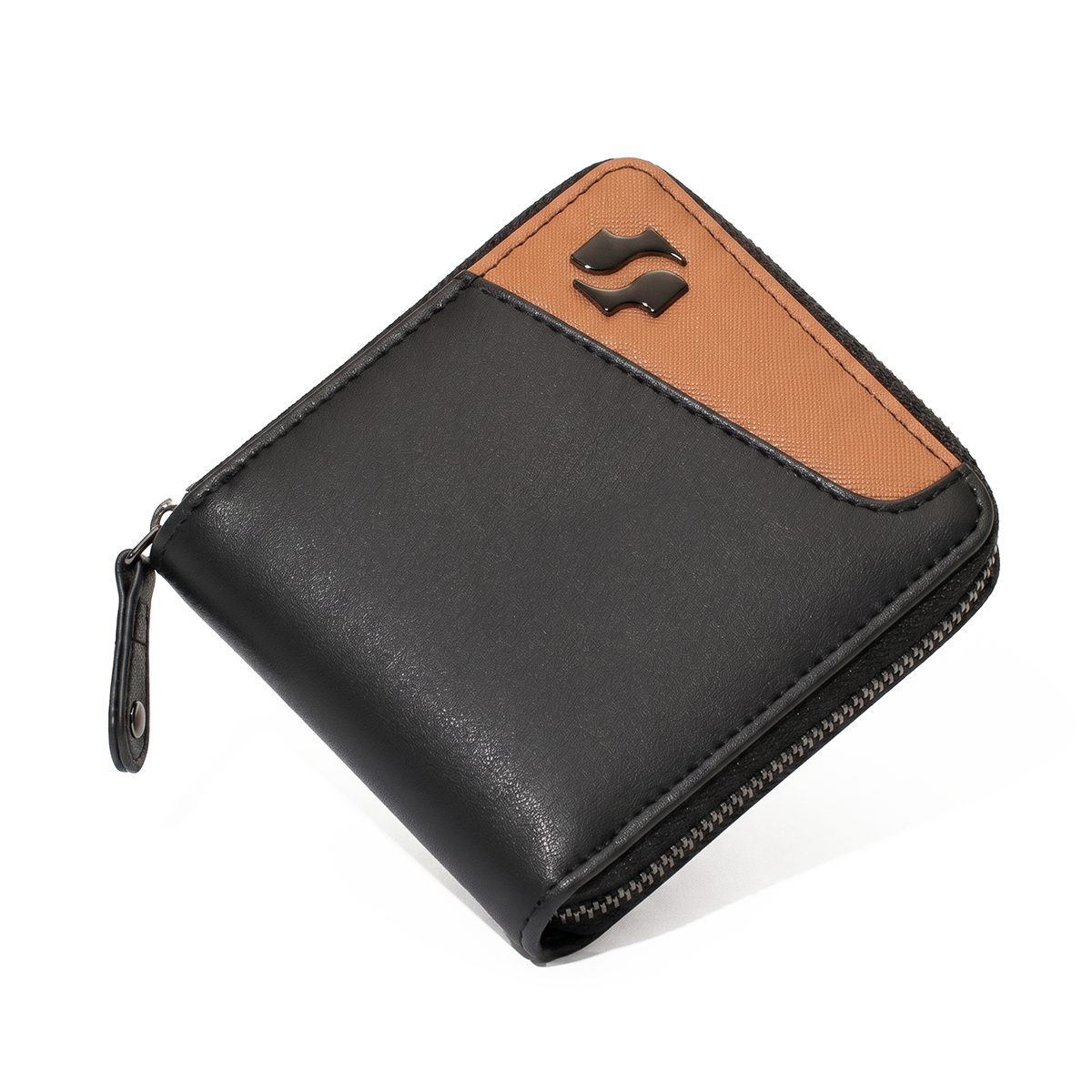 Shigetsu TSUKI Brown Leather Folding Wallet with Attached Flip Pocket for Men