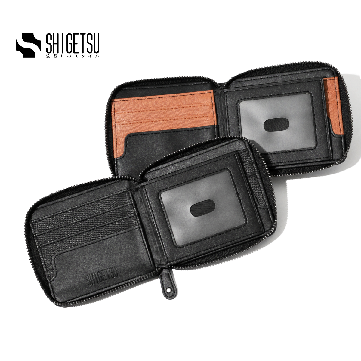 Shigetsu TSUKI Leather Folding Wallet with Attached Flip Pocket for Men